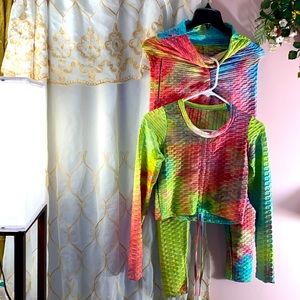 Brand new tie-dye, crop top in tights great quality spring set